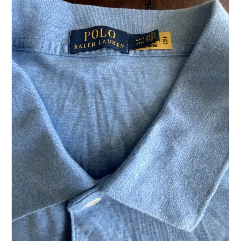 Polo Ralph Lauren Polo Shirt Mens 4LT Blue‎ Big And Tall Flesh Pony Cotton